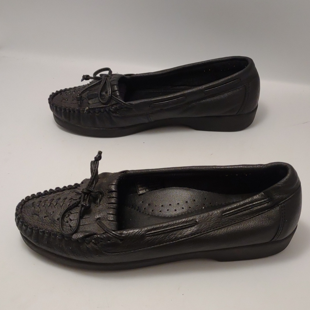 Faded Glory, Jessie Style, Women's Size 9 Black Slip On Shoes, Leather Moccasin